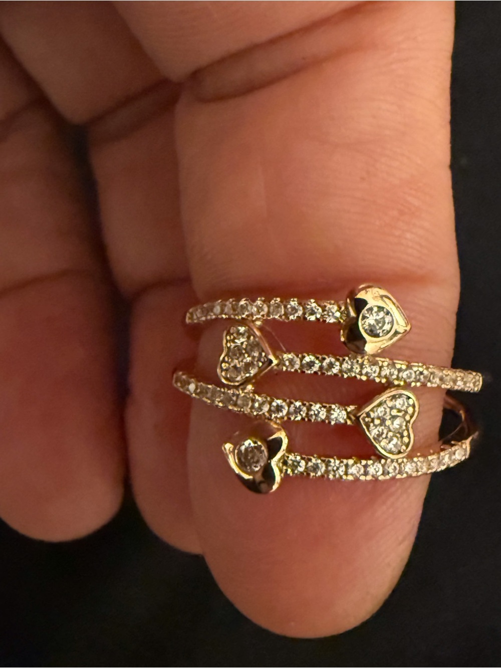 Gold Heart Pavé Multi-Band Ring - Gold